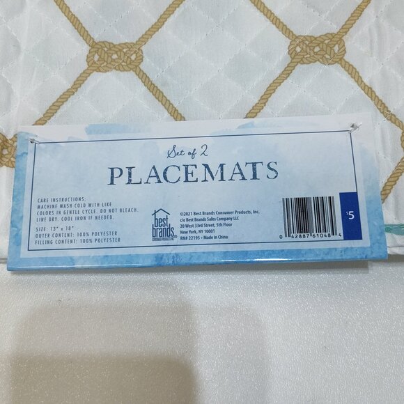 Best Brands Reversible Quilted Placemats - 4 Total Coastal Sea Shell 13"x18" NWT - Picture 7 of 8